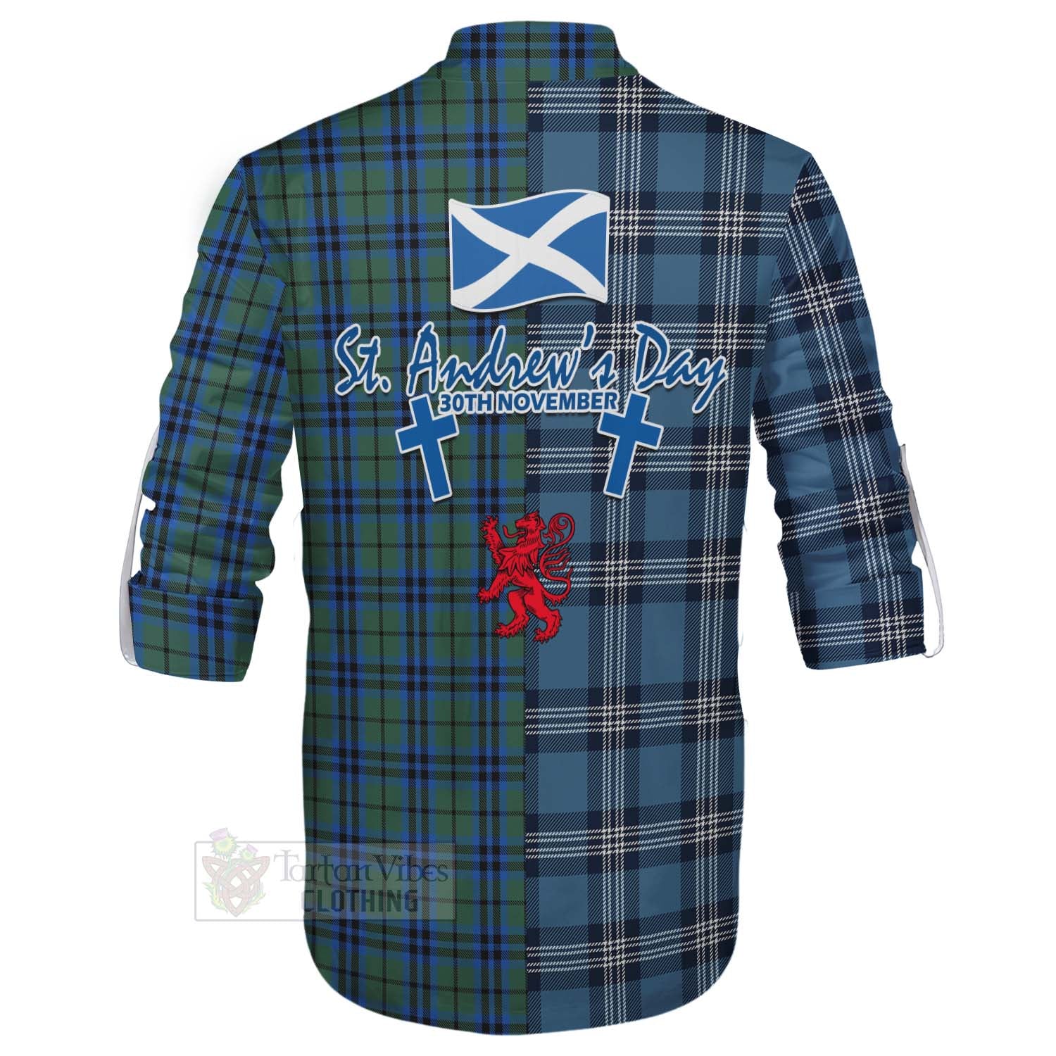 Tartan Vibes Clothing Marshall Tartan Ghillie Kilt Shirt Happy St. Andrew's Day Half Tartan Style