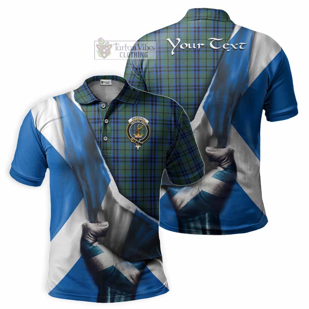 Tartan Vibes Clothing Marshall Tartan Polo Shirt with Family Crest Scotland Patriotic Style