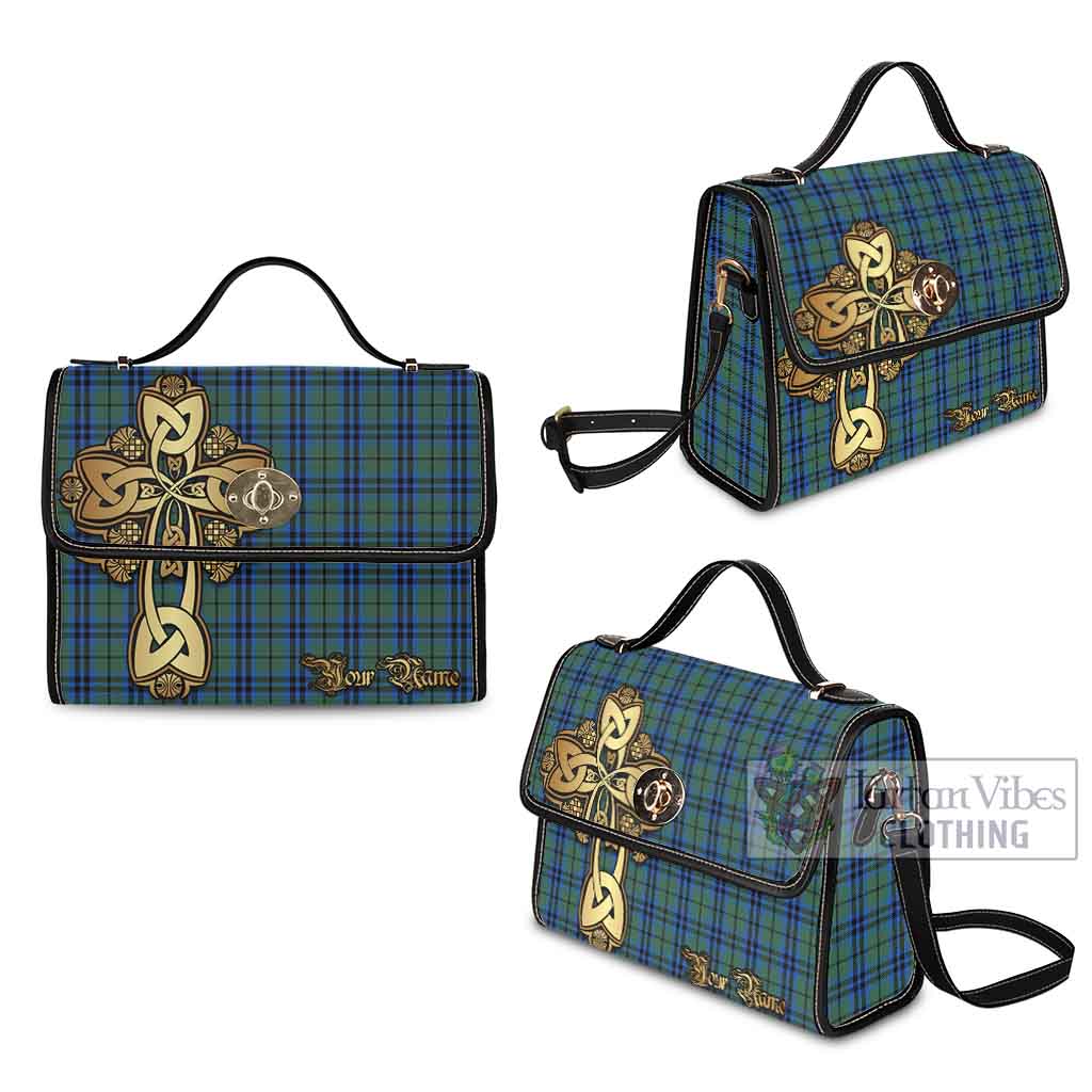 Tartan Vibes Clothing Marshall Tartan Waterproof Canvas Bag Golden Thistle Celtic Cross Style