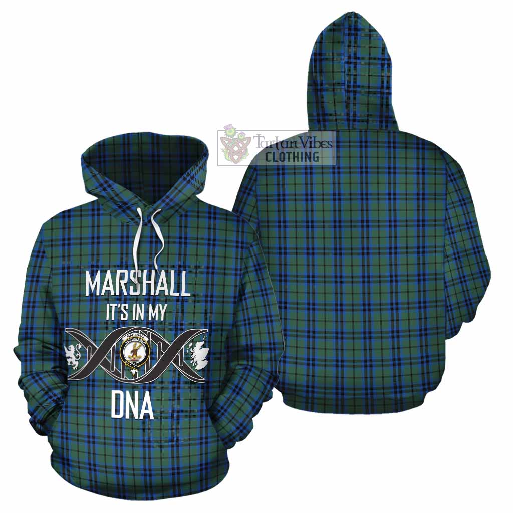 Tartan Vibes Clothing Marshall Tartan Cotton Hoodie with Family Crest DNA In Me Style