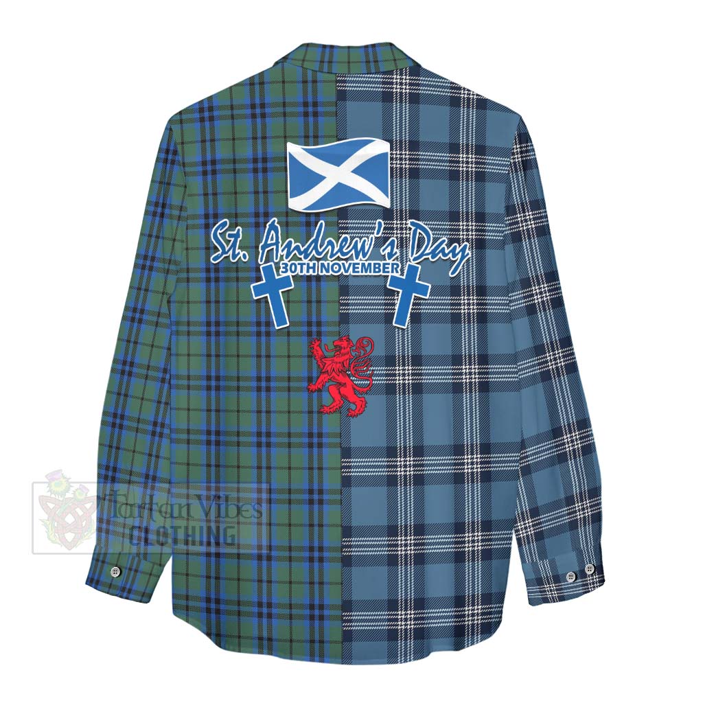 Tartan Vibes Clothing Marshall Tartan Women's Casual Shirt Happy St. Andrew's Day Half Tartan Style