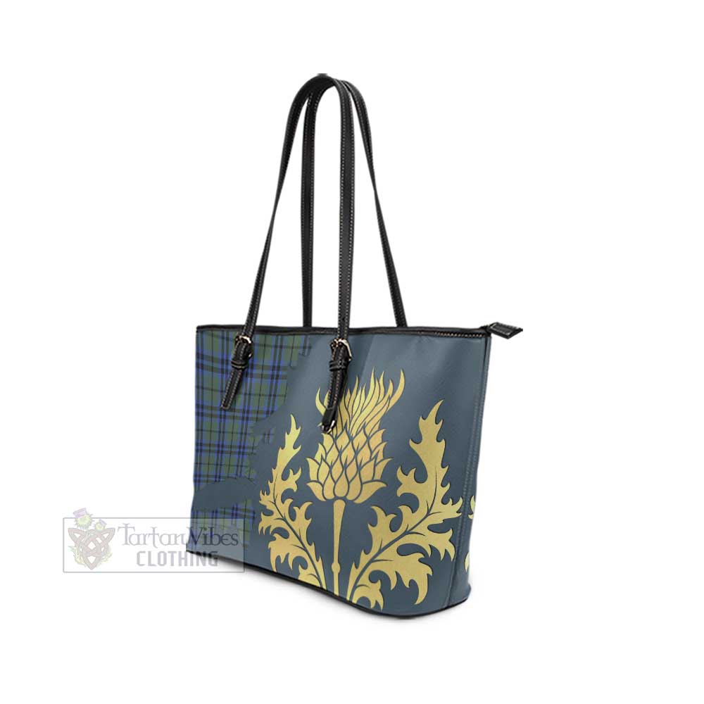 Marshall Tartan Leather Tote Bag Gold Thistle Style - Tartan Vibes Clothing