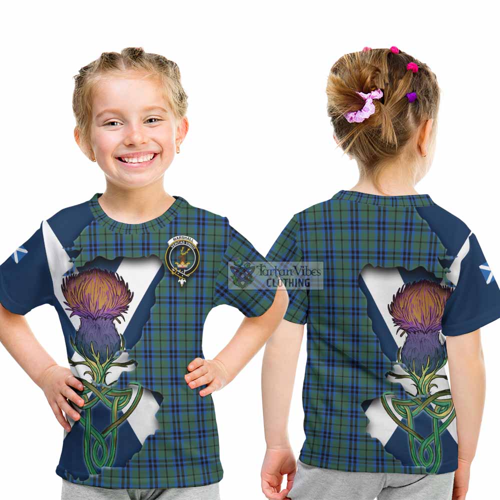 Marshall Tartan Family Crest Kid T-Shirt Scottish Thistle Celtic Inspired - Tartan Vibes Clothing