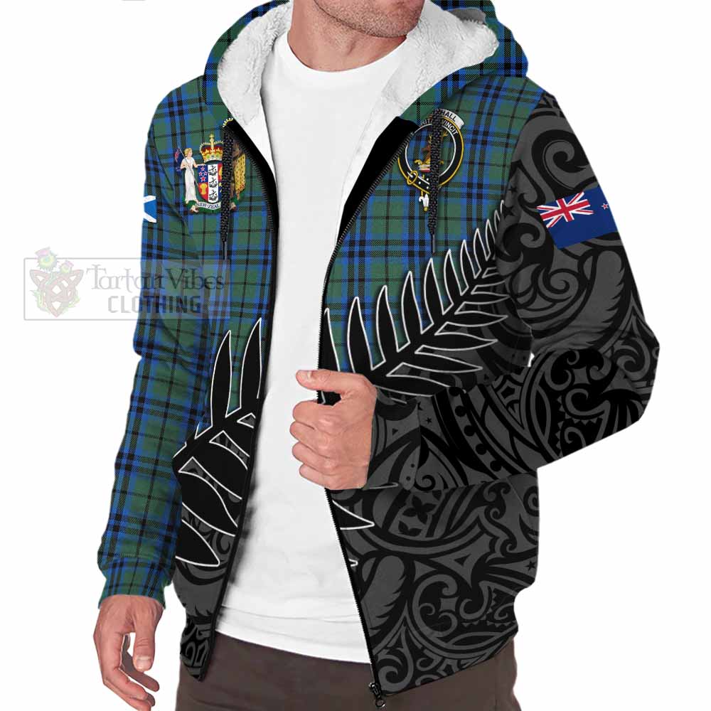 Tartan Vibes Clothing Marshall Crest Tartan Sherpa Hoodie with New Zealand Silver Fern Half Style