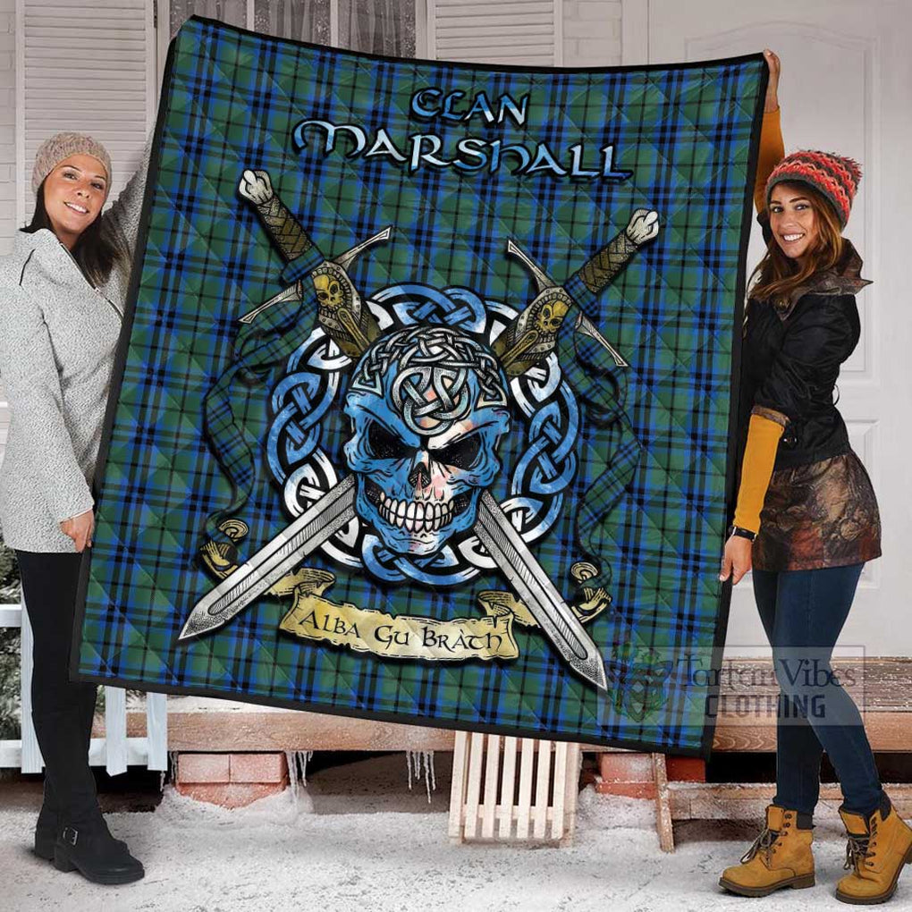 Tartan Vibes Clothing Marshall Tartan Quilt with Celtic Skull Alba Gu Brath Style