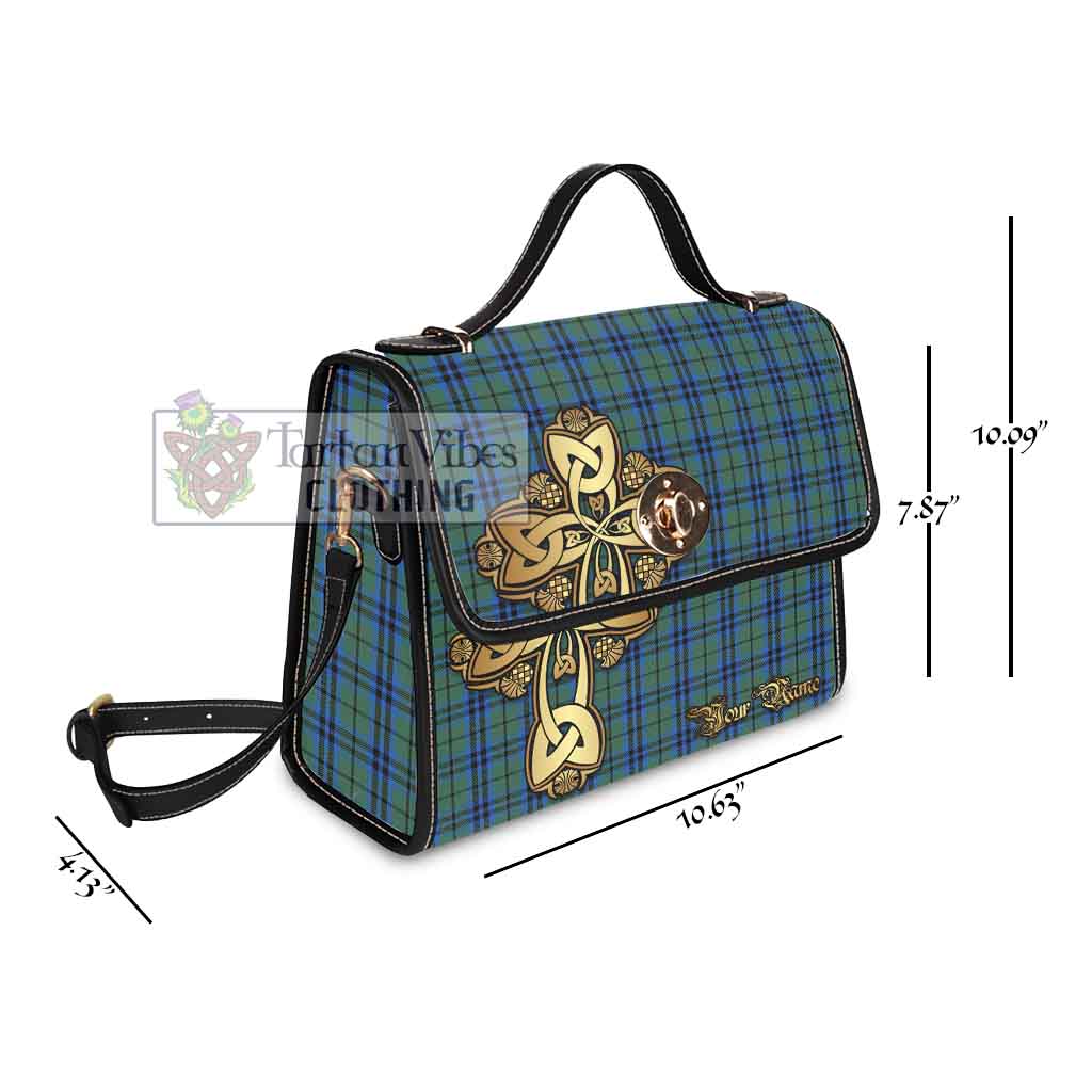 Tartan Vibes Clothing Marshall Tartan Waterproof Canvas Bag Golden Thistle Celtic Cross Style