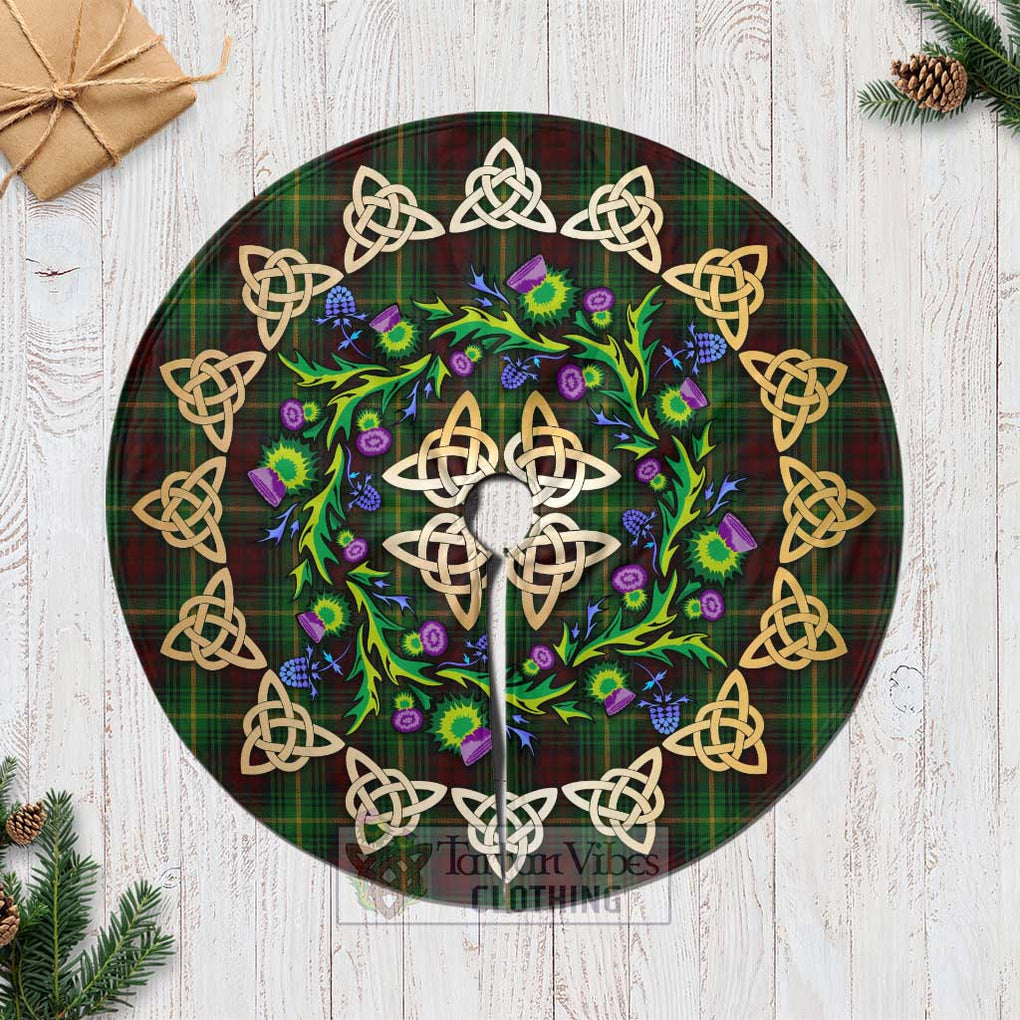 Tartan Vibes Clothing Martin Tartan Christmas Tree Skirt with Thistle Celtic Knot Style