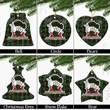 Martin Tartan Christmas Ceramic Ornaments with Scottish Gnome Playing Bagpipes