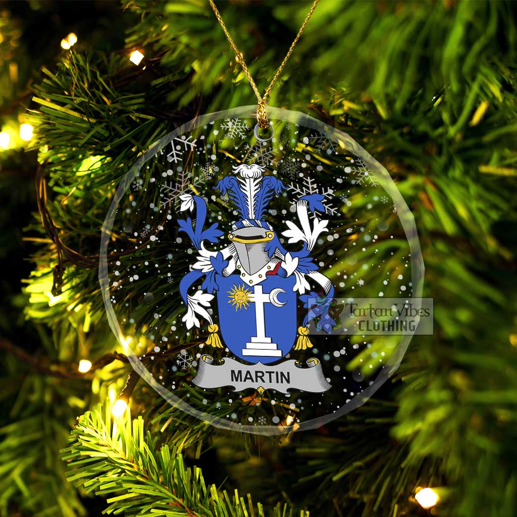 Tartan Vibes Clothing Martin Irish Clan Christmas Glass Ornament with Coat of Arms