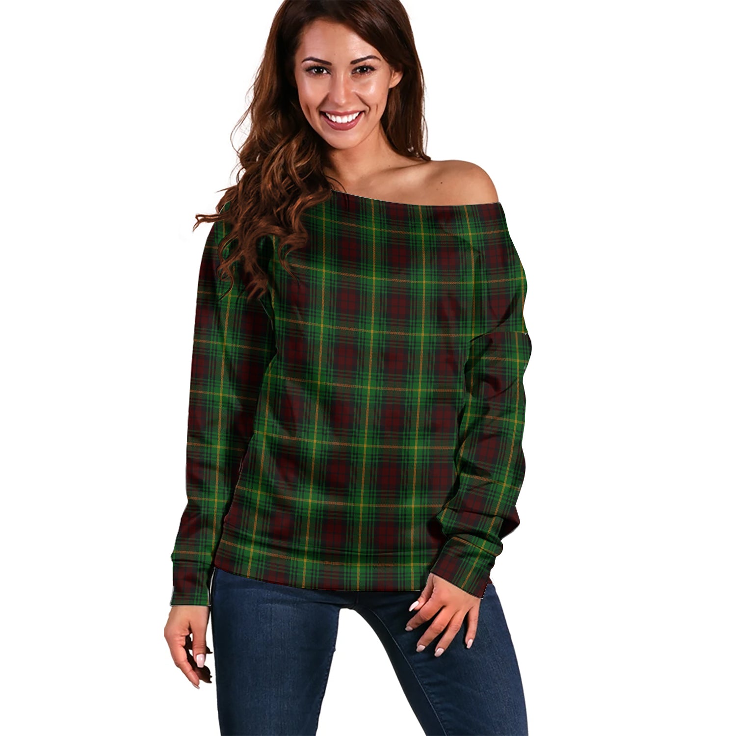 Martin Tartan Off Shoulder Women Sweater Women - Tartanvibesclothing