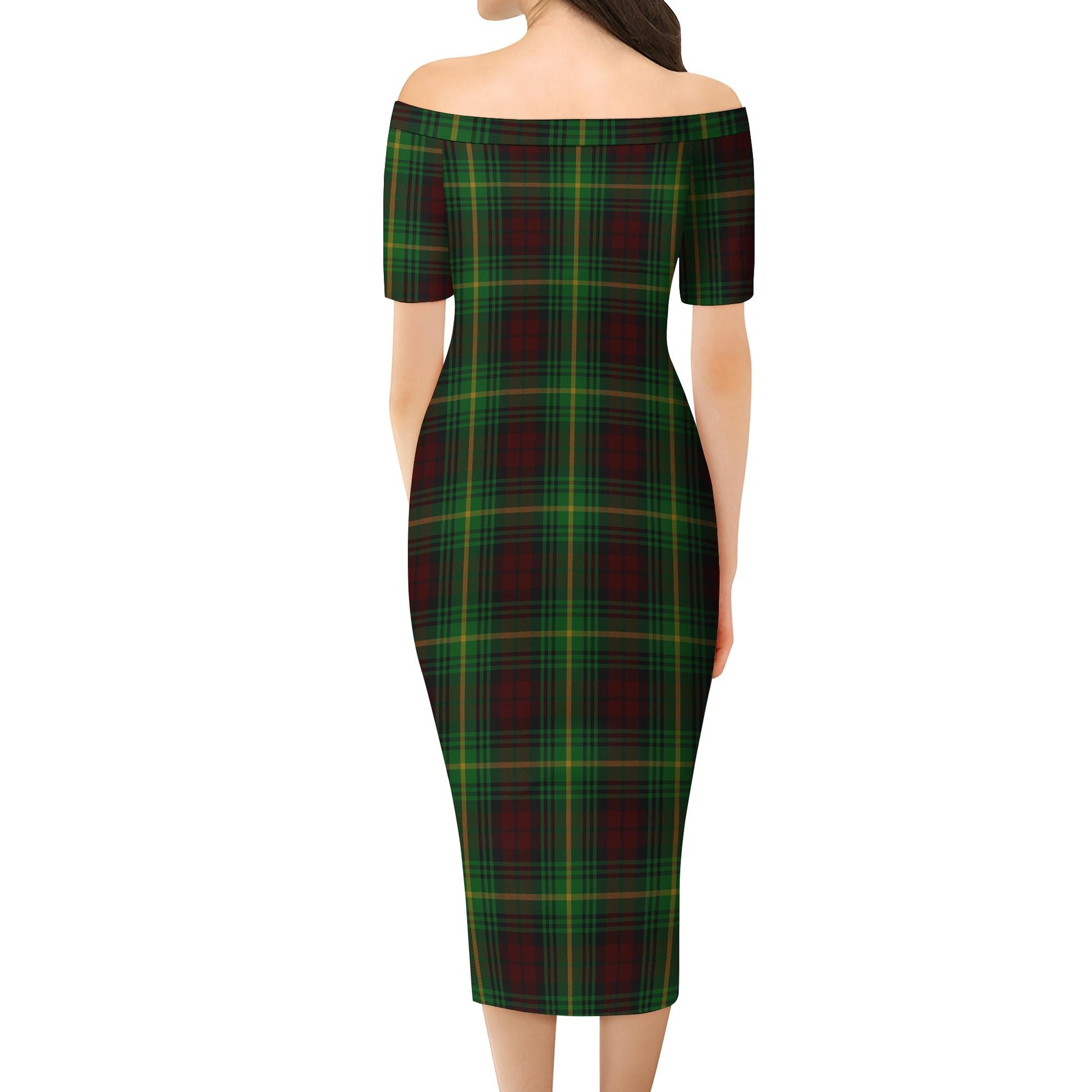 Martin Tartan Off Shoulder Lady Dress - Tartanvibesclothing