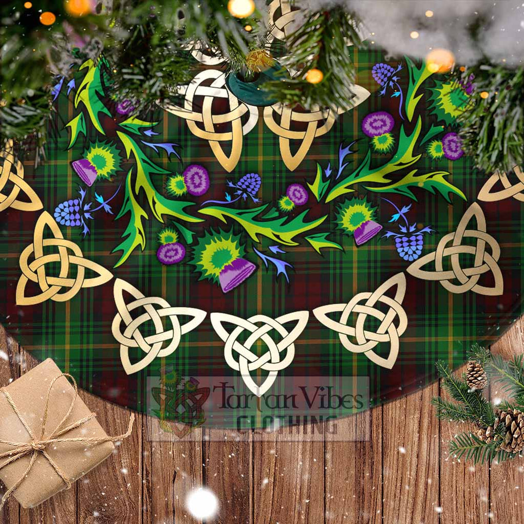 Tartan Vibes Clothing Martin Tartan Christmas Tree Skirt with Thistle Celtic Knot Style