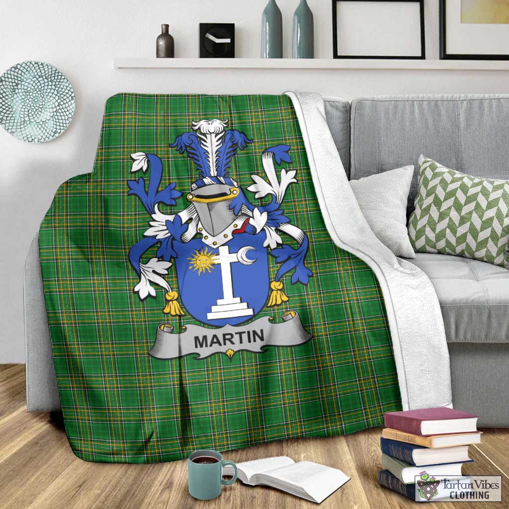 Tartan Vibes Clothing Martin Irish Clan Tartan Blanket with Coat of Arms