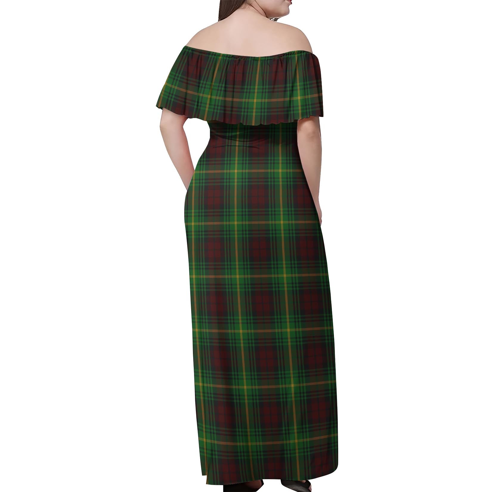 Martin Tartan Off Shoulder Long Dress - Tartanvibesclothing