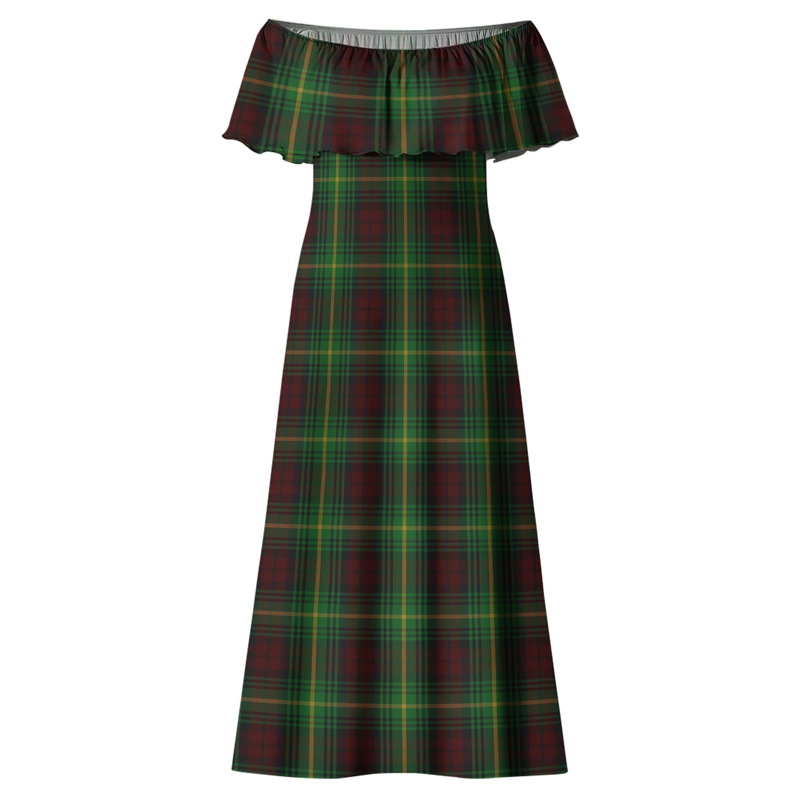 Martin Tartan Off Shoulder Long Dress - Tartanvibesclothing