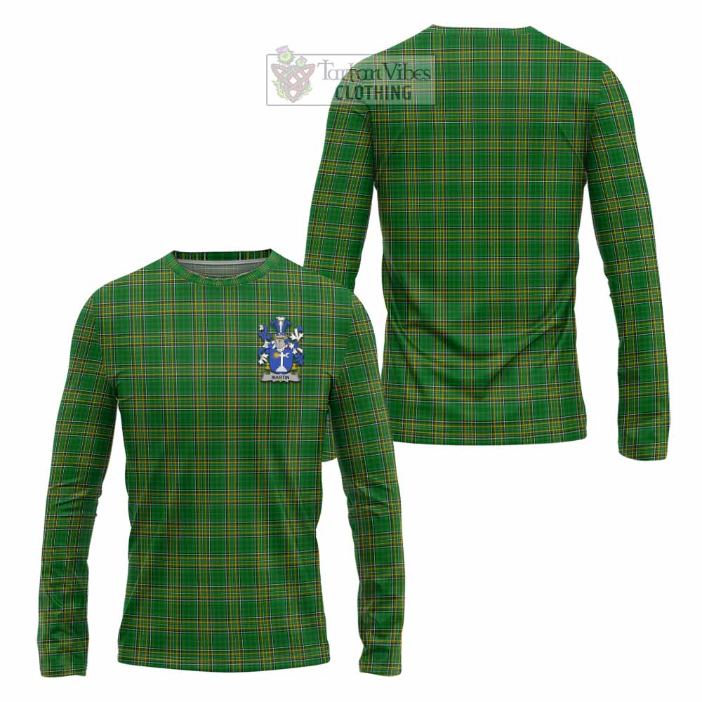 Tartan Vibes Clothing Martin Irish Clan Tartan Long Sleeve T-Shirt with Coat of Arms