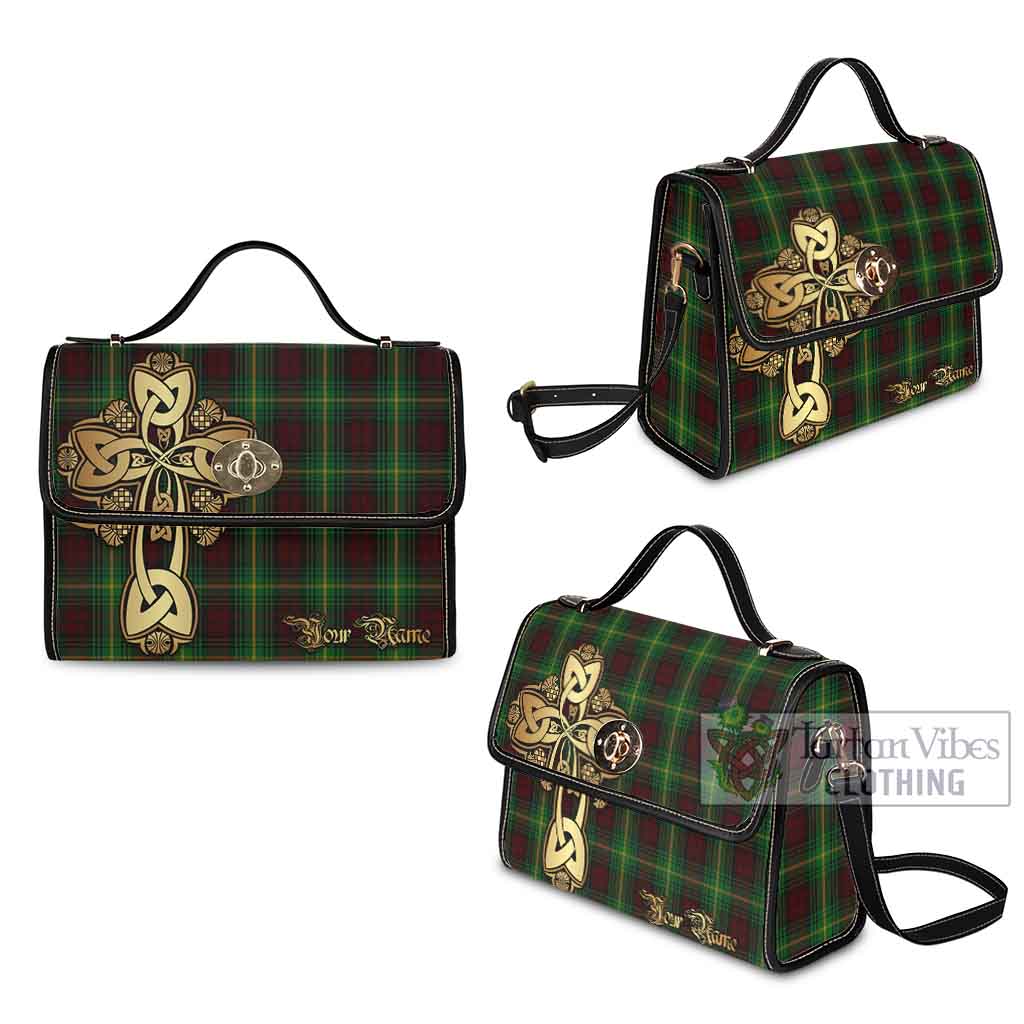 Tartan Vibes Clothing Martin Tartan Waterproof Canvas Bag Golden Thistle Celtic Cross Style