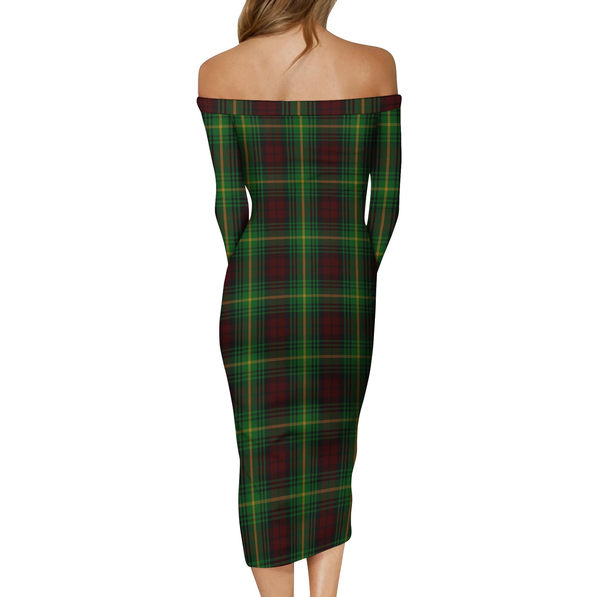 Martin Tartan Off Shoulder Lady Dress - Tartanvibesclothing