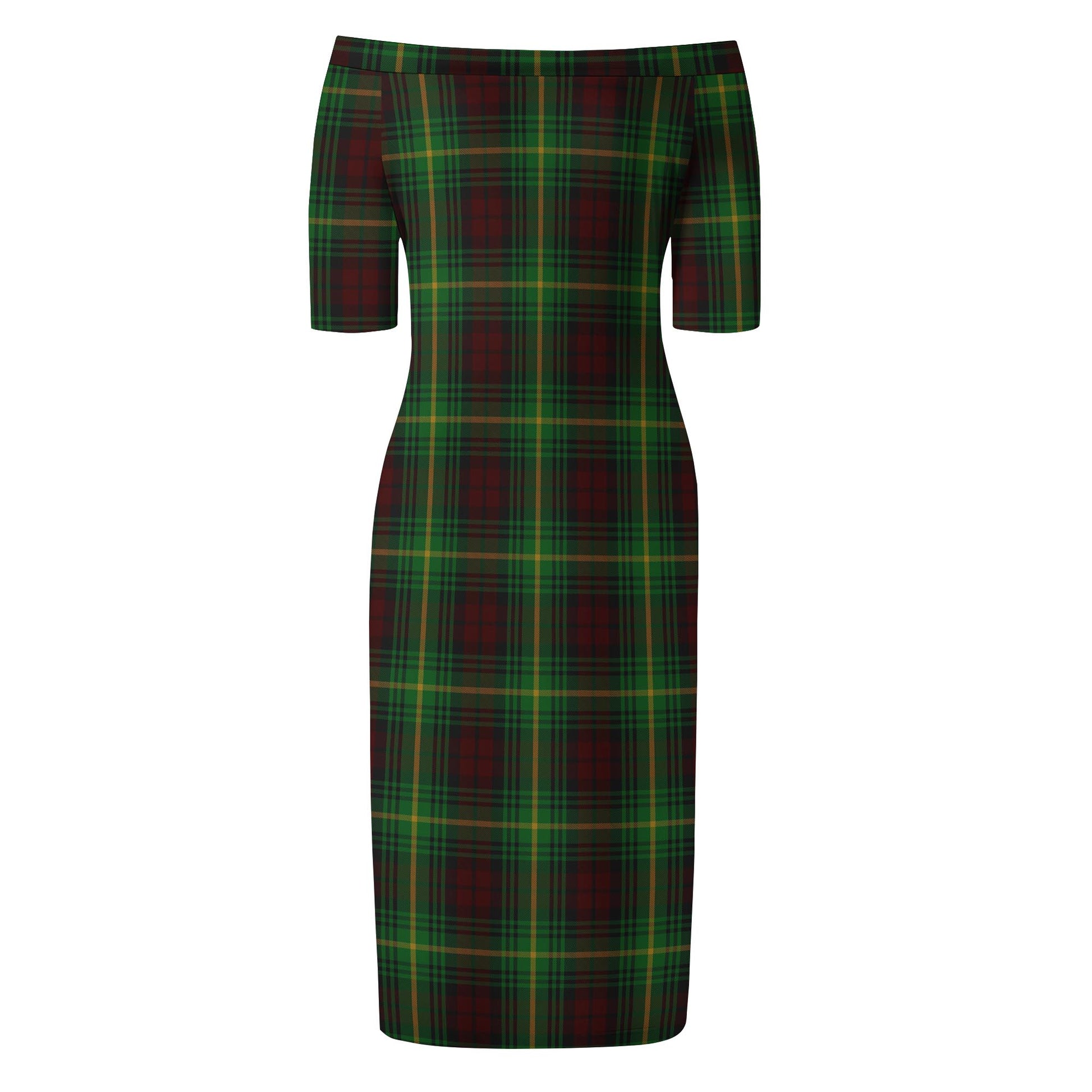 Martin Tartan Off Shoulder Lady Dress - Tartanvibesclothing