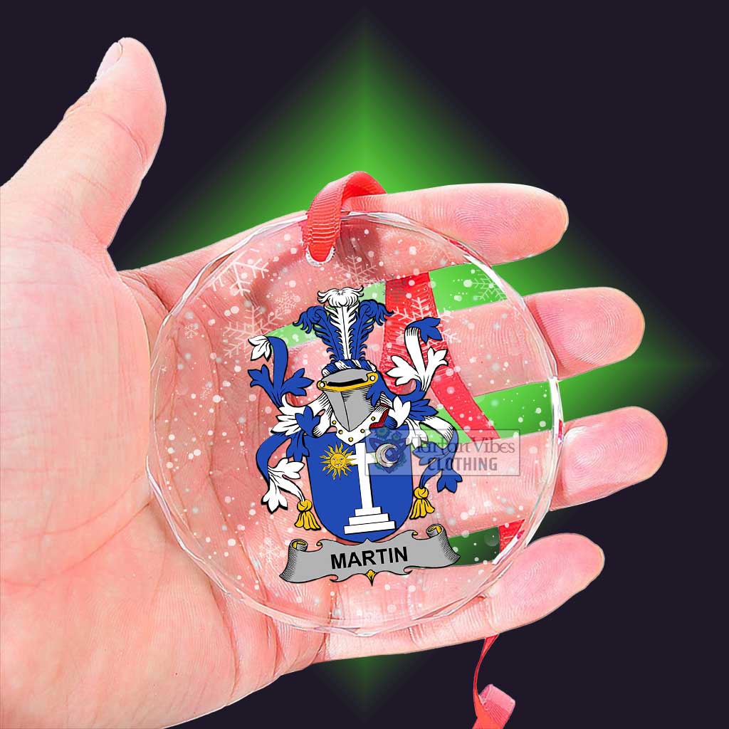 Tartan Vibes Clothing Martin Irish Clan Christmas Glass Ornament with Coat of Arms