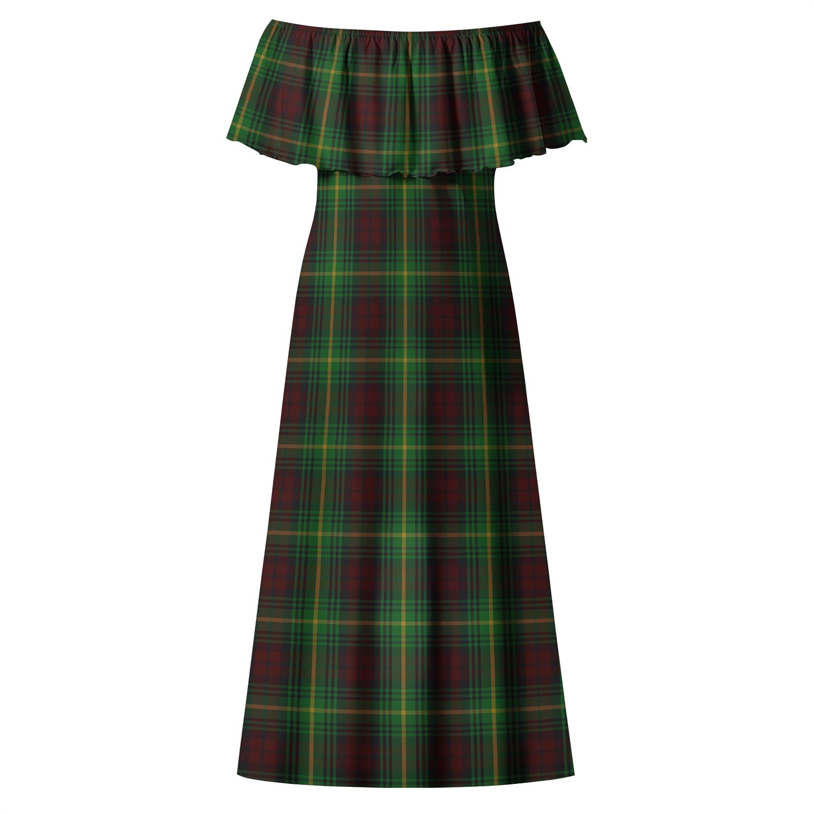 Martin Tartan Off Shoulder Long Dress - Tartanvibesclothing