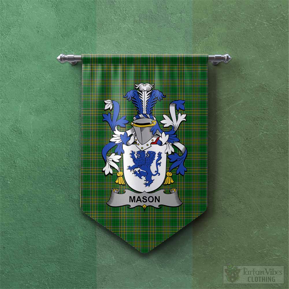 Mason Irish Clan Tartan Gonfalon, Tartan Banner with Coat of Arms Chevron - Tartan Vibes Clothing