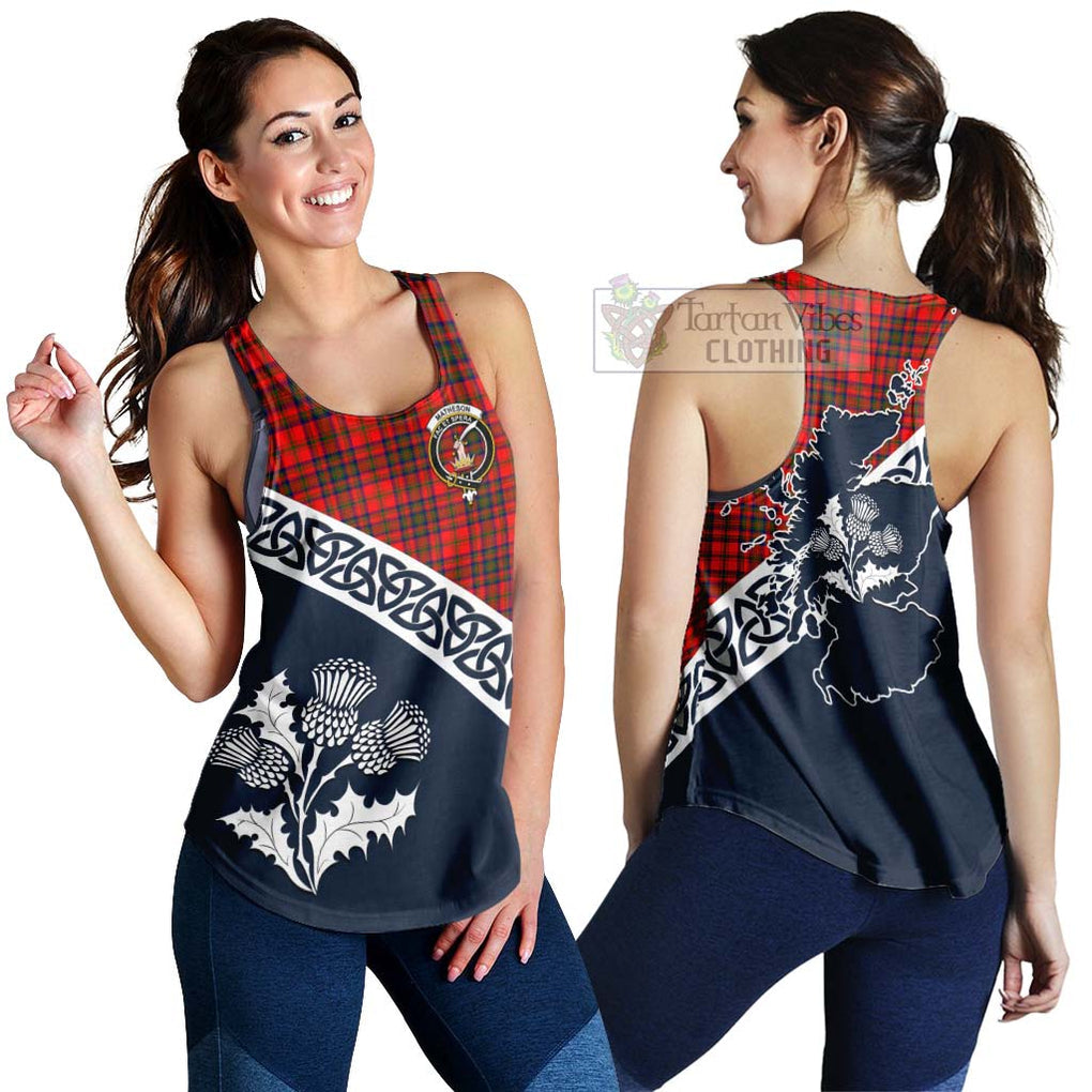 Tartan Vibes Clothing Matheson Tartan Women's Racerback Tanks Featuring Thistle and Scotland Map