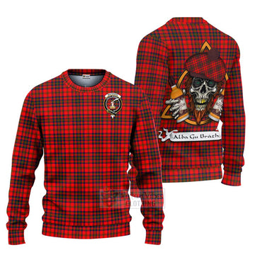 Matheson Tartan Ugly Sweater with Family Crest and Bearded Skull Holding Bottles of Whiskey