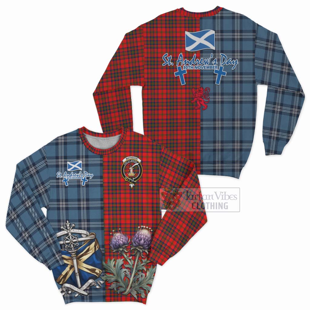 Tartan Vibes Clothing Matheson Tartan Sweatshirt Happy St. Andrew's Day Half Tartan Style