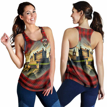 Matheson Tartan Family Crest Women's Racerback Tanks with Scottish Ancient Castle Style 4XL - Tartan Vibes Clothing