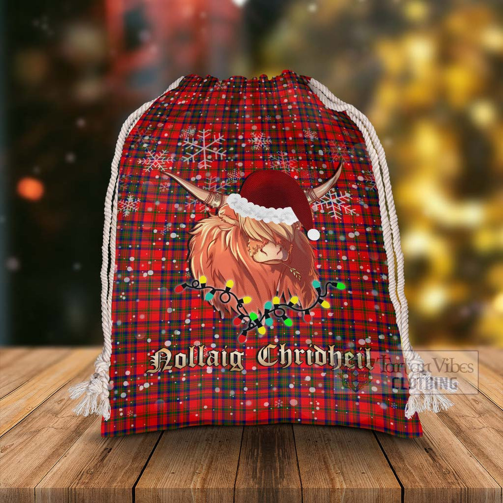 Tartan Vibes Clothing Matheson Tartan Christmas Santa's Bag with Highland Cow