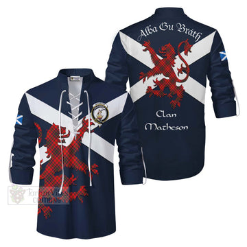 Matheson Tartan Lion Rampant Ghillie Kilt Shirt Proudly Display Your Heritage with Alba Gu Brath and Clan Name