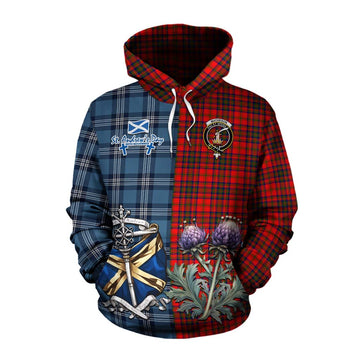 Matheson Tartan Cotton Hoodie Happy St. Andrew's Day Half Tartan Style