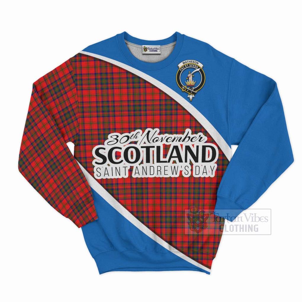 Tartan Vibes Clothing Matheson Family Crest Tartan Sweatshirt Celebrate Saint Andrew's Day in Style