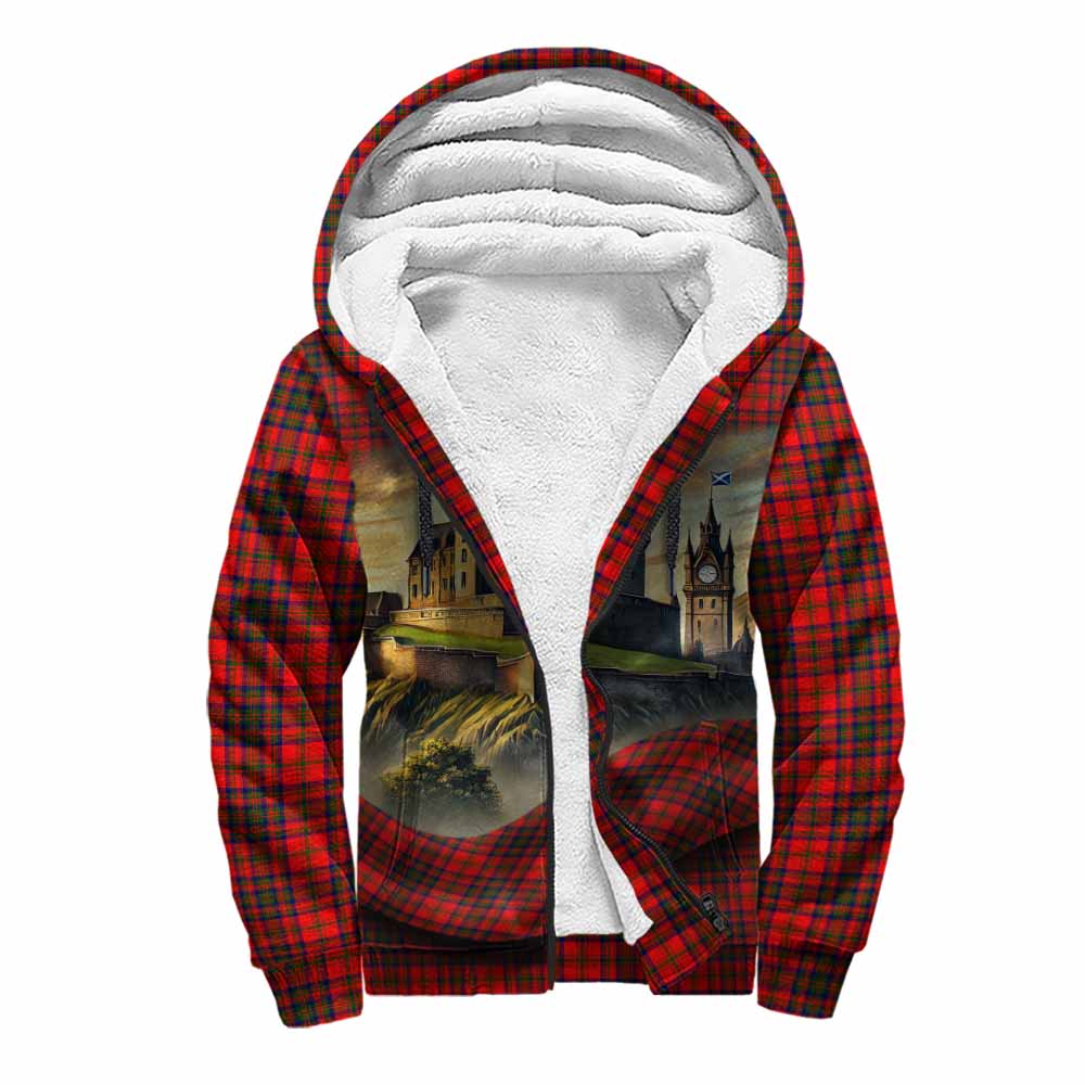 Matheson Tartan Family Crest Sherpa Hoodie with Scottish Ancient Castle Style Unisex S - Tartan Vibes Clothing