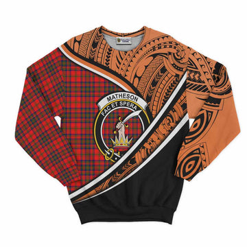 Matheson Crest Tartan Sweatshirt with Polynesian Vibes Style - Orange Version