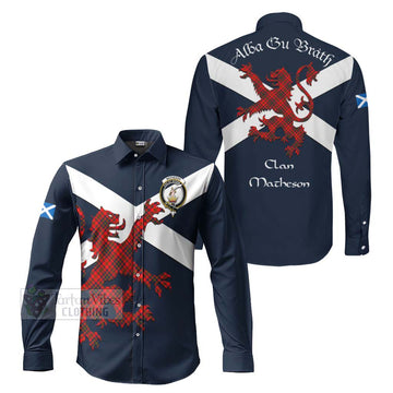 Matheson Tartan Lion Rampant Long Sleeve Button Shirt Proudly Display Your Heritage with Alba Gu Brath and Clan Name