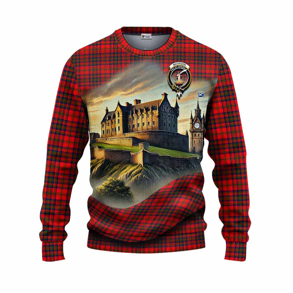 Matheson Tartan Family Crest Knitted Sweater with Scottish Ancient Castle Style Unisex - Tartan Vibes Clothing