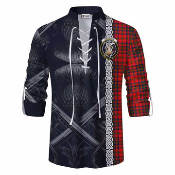 Matheson Tartan Ghillie Kilt Shirt with Family Crest Cross Sword Thistle Celtic Vibes