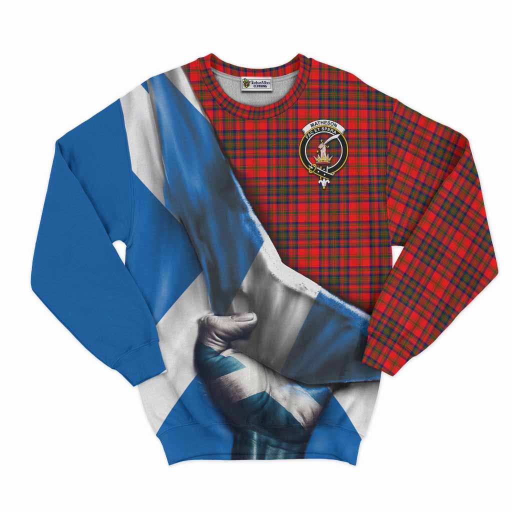 Tartan Vibes Clothing Matheson Tartan Sweatshirt with Family Crest Scotland Patriotic Style