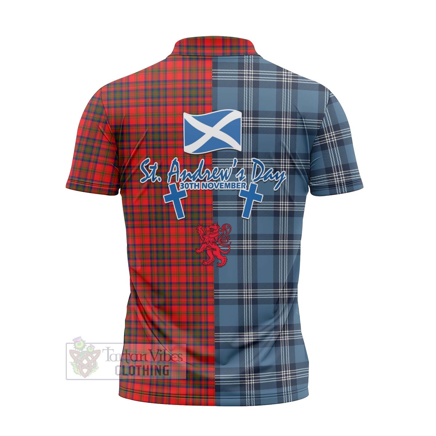 Tartan Vibes Clothing Matheson Tartan Zipper Polo Shirt Happy St. Andrew's Day Half Tartan Style