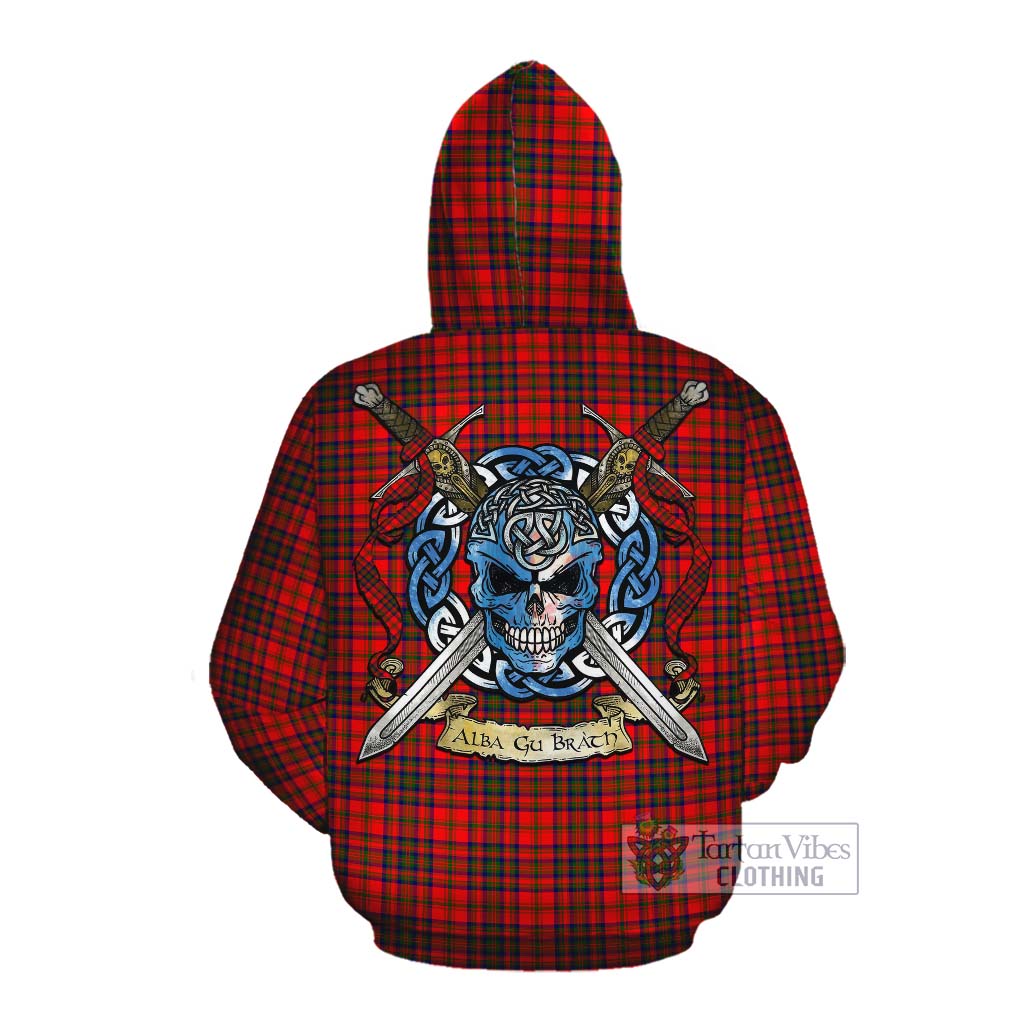 Tartan Vibes Clothing Matheson Tartan Cotton Hoodie with Family Crest Celtic Skull Style