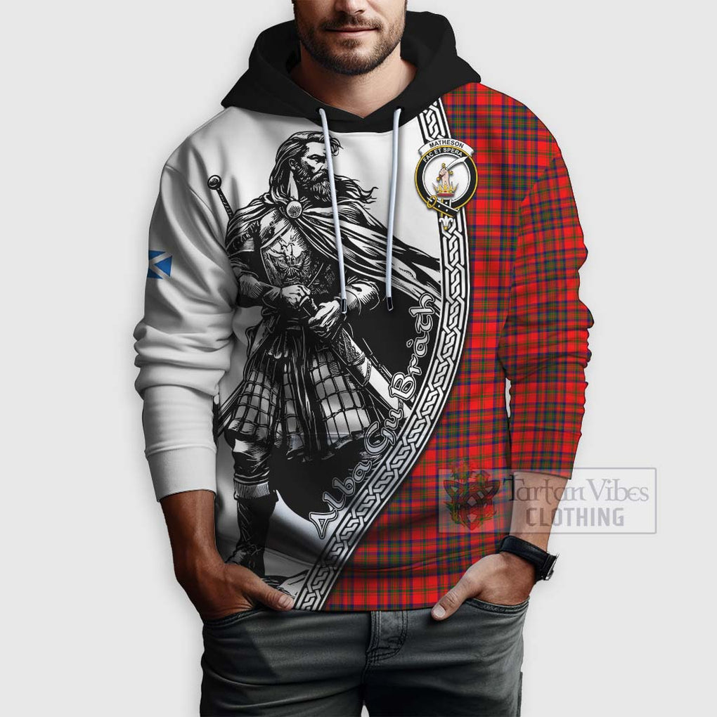 Matheson Tartan Clan Crest Hoodie with Highlander Warrior Celtic Style - Tartan Vibes Clothing