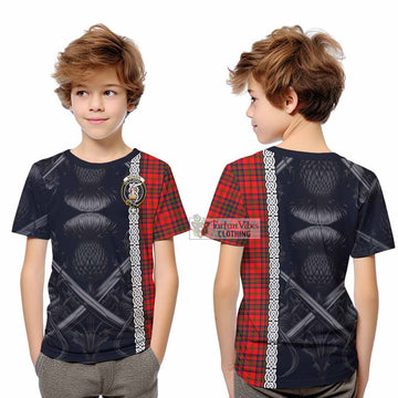 Matheson Tartan Kid T-Shirt with Family Crest Cross Sword Thistle Celtic Vibes