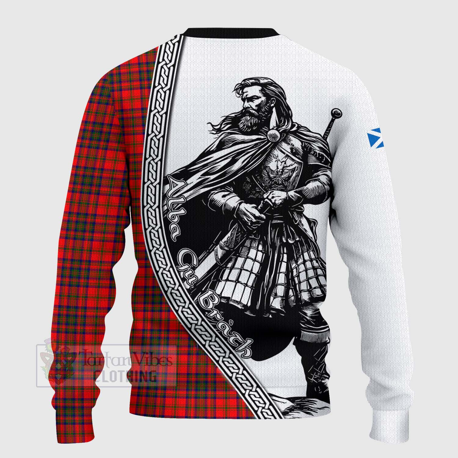 Tartan Vibes Clothing Matheson Tartan Clan Crest Knitted Sweater with Highlander Warrior Celtic Style