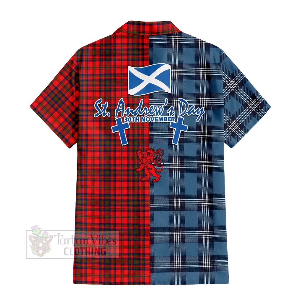 Tartan Vibes Clothing Matheson Tartan Short Sleeve Button Shirt Happy St. Andrew's Day Half Tartan Style