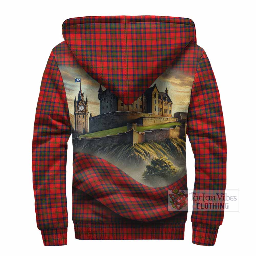 Matheson Tartan Family Crest Sherpa Hoodie with Scottish Ancient Castle Style - Tartan Vibes Clothing