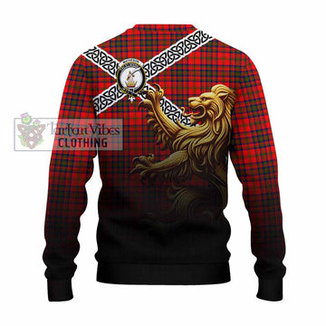Matheson Crest Tartan Knitted Sweater with Golden Lion Emblem Celtic Style - Tartan Vibes Clothing