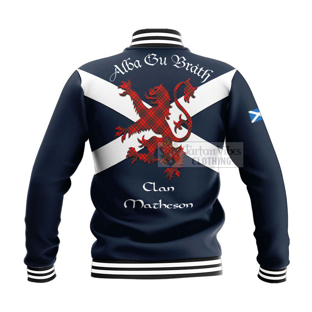Matheson Tartan Lion Rampant Baseball Jacket Proudly Display Your Heritage with Alba Gu Brath and Clan Name - Tartan Vibes Clothing