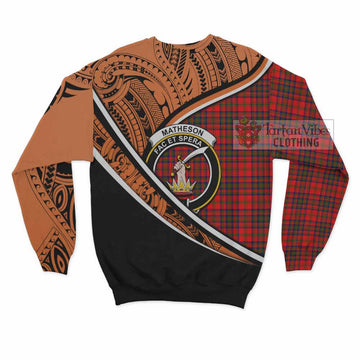 Matheson Crest Tartan Sweatshirt with Polynesian Vibes Style - Orange Version